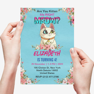 Invitación Fiesta de cumpleaños de Gato Gato Gatito Gatito Ga