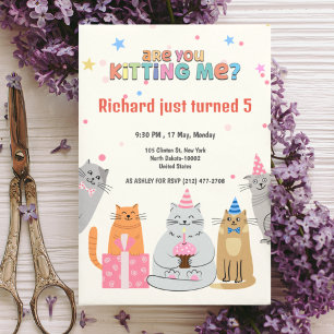 Invitación Fiesta de cumpleaños de Gato Gato Gatito Gatito Ga
