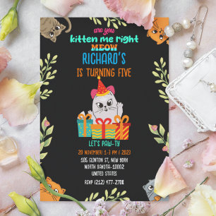 Invitación Fiesta de cumpleaños de Gato Gato Gatito Gatito Ga