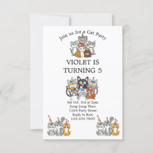 Invitación Fiesta de cumpleaños de gato gitano gatito con Rel