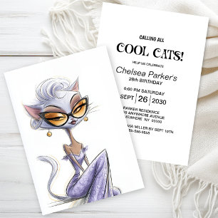 Invitación Fiesta de cumpleaños de gato glamoroso