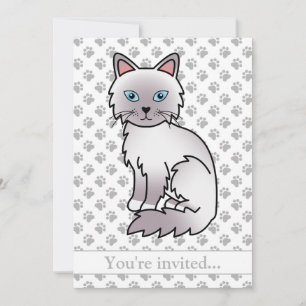 Invitación Fiesta de Cumpleaños de Gato Lilac Point Birman/Ra