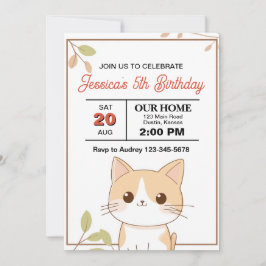 Invitación Fiesta de cumpleaños de gatos aburrida y cariñosa