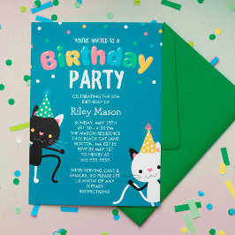 Invitación Fiesta de cumpleaños de gatos bailando
