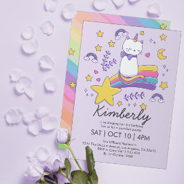 Invitación Fiesta de cumpleaños de gatos de unicornio