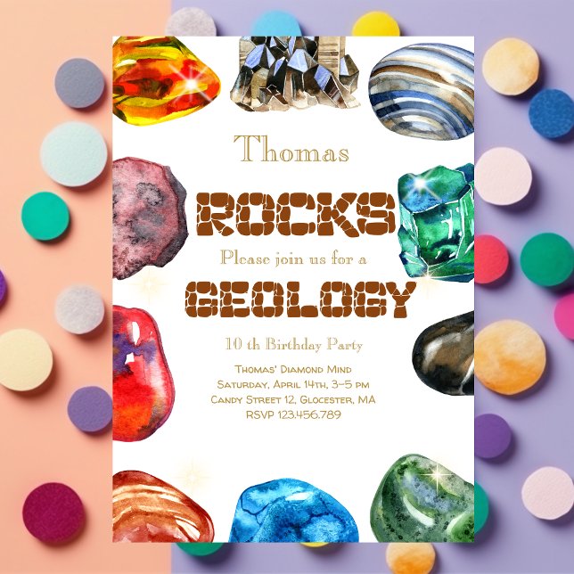 Invitación Fiesta de cumpleaños de geología roca gemela (Subido por el creador)