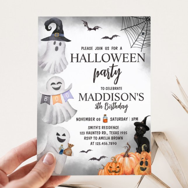 Invitación Fiesta de cumpleaños de Ghost Halloween (Ghost Little Boo Halloween Birthday Party Invitation)