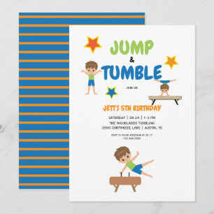 Invitación Fiesta de cumpleaños de gimnasia de salto y volter
