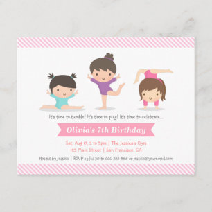Invitación Fiesta de Cumpleaños de Gimnasia de Tumbling Girls