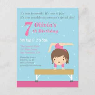 Invitación Fiesta de Cumpleaños de Gimnasia de Viga de Equili