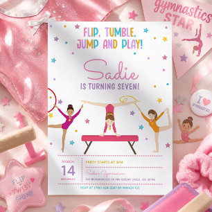 Invitación Fiesta de Cumpleaños de Gimnasia Divertida y Color
