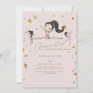 Invitación Fiesta de cumpleaños de gimnasia giro vuelco cabel