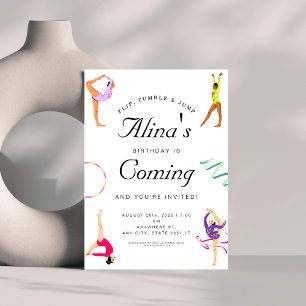 Invitación Fiesta de cumpleaños de gimnasia moderna