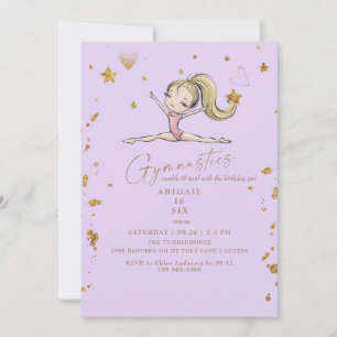 Invitación Fiesta de cumpleaños de gimnasia morada: Tumble & 