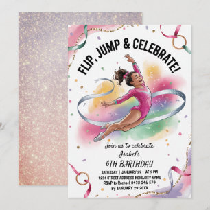 Invitación Fiesta de cumpleaños de gimnasia para chicas moder