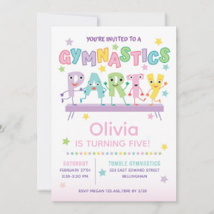 Invitación Fiesta de cumpleaños de gimnasia para niña