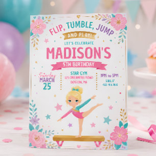 Invitación Fiesta de cumpleaños de gimnasia para niñas