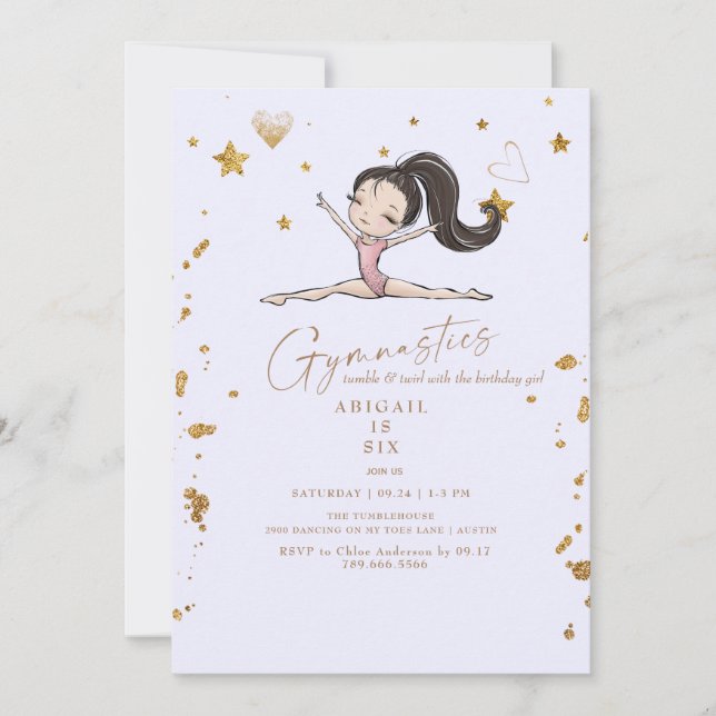Invitación Fiesta de cumpleaños de gimnasia rubia (Anverso)