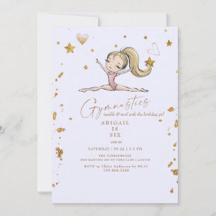 Invitación Fiesta de cumpleaños de gimnasia rubia Tumble & Tw