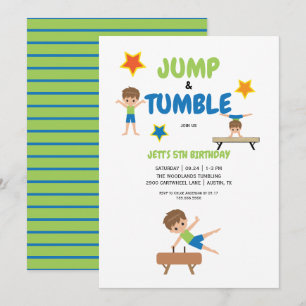Invitación Fiesta de cumpleaños de gimnasia Salto de niño