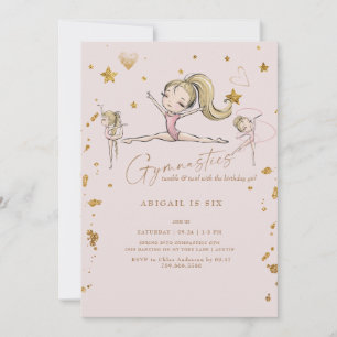 Invitación Fiesta de cumpleaños de gimnasia Tumble & Twirl Ru