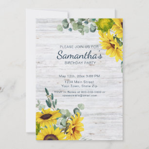 Invitación Fiesta de cumpleaños de girasol de color de agua r