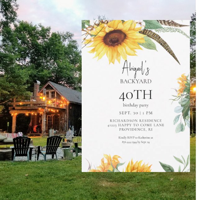 Invitación Fiesta de cumpleaños de girasol en el patio traser (Subido por el creador)