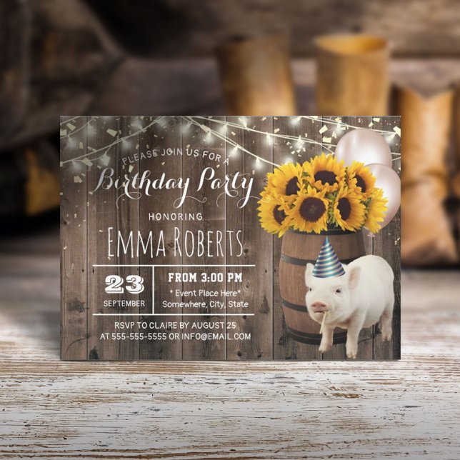 Invitación Fiesta de cumpleaños de girasol rústico (Subido por el creador)