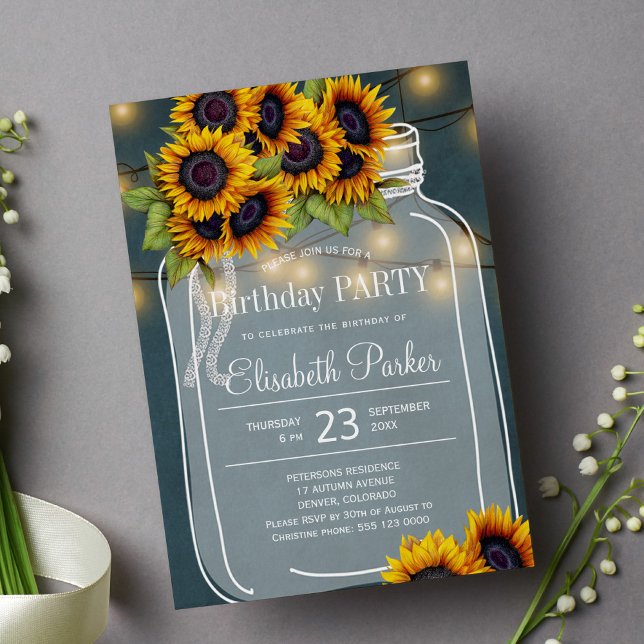 Invitación Fiesta de cumpleaños de girasoles rusos (Subido por el creador)
