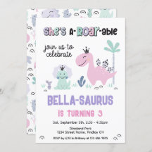 Fiesta de cumpleaños de Girly Dinosaur A-Roar