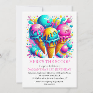 Invitación fiesta de cumpleaños de Girly Ice Crece