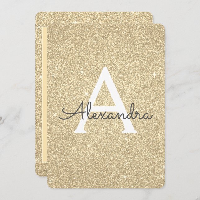 Invitación Fiesta de cumpleaños de Girly, Purpurina de la Mar (Anverso / Reverso)