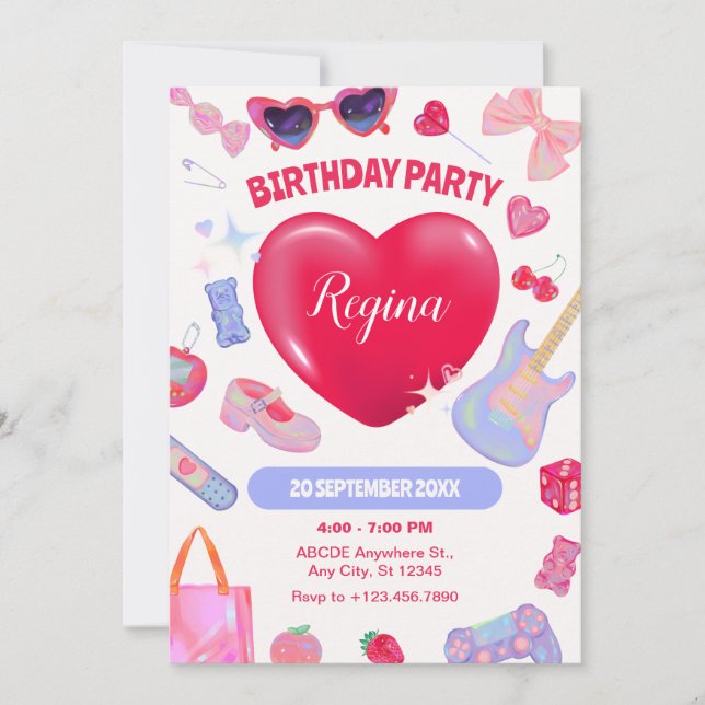 Invitación Fiesta de cumpleaños de Girona (Anverso)