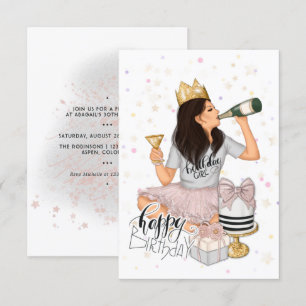 Invitación Fiesta de cumpleaños de Girona Rosa y Oro