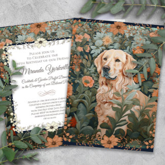 Invitación Fiesta de cumpleaños de Golden Retriever con estil