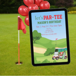 Invitación fiesta de cumpleaños de golf