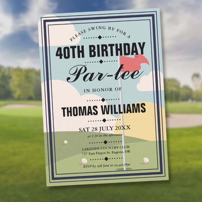 Invitación Fiesta de cumpleaños de golf  (Golf Birthday Partee Party Invitation)
