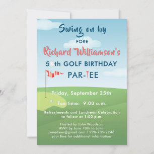INVITACIÓN FIESTA DE CUMPLEAÑOS DE GOLF 50 CON TEE TIME
