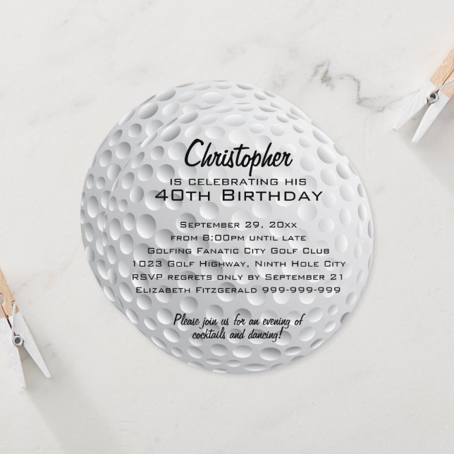 Invitación Fiesta de cumpleaños de Golf Ball (Anverso/Reverso In Situ)
