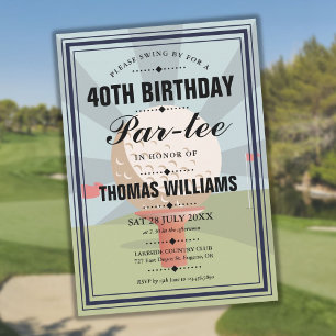Invitación Fiesta de cumpleaños de golf clásico Partee