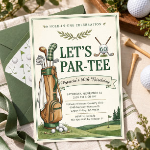 Invitación Fiesta de cumpleaños de golf con tema Let's Par-Te