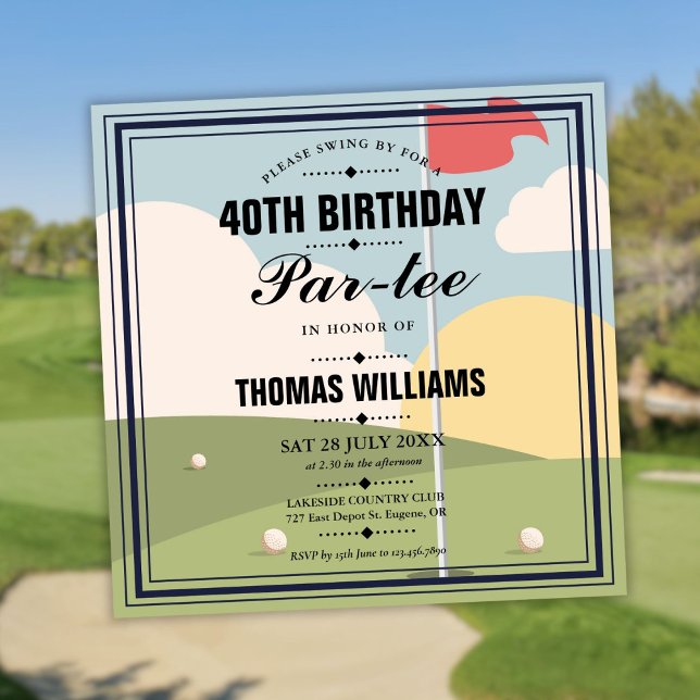 Invitación Fiesta de cumpleaños de golf cuadrada (Golf Birthday Partee Party Square Invitation)