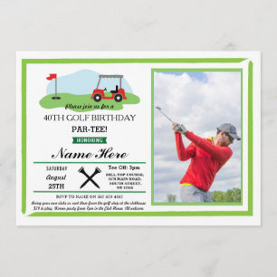 Invitación Fiesta de cumpleaños de golf Cualquier edad 40.º 5