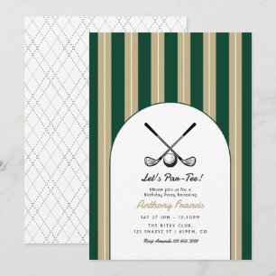 Invitación Fiesta de cumpleaños de golf de color verde oscuro