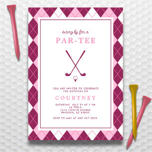 Invitación Fiesta de cumpleaños de golf Modern Preppy Argyle 