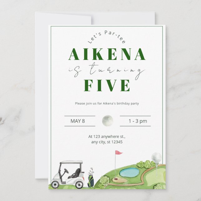Invitación Fiesta de cumpleaños de Golf Par tee Kid (Anverso)