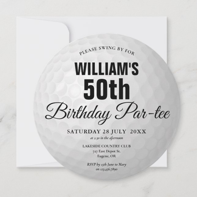 Invitación Fiesta de cumpleaños de golf para cualquier edad P (Anverso)