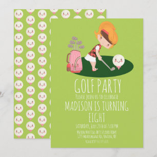 Invitación Fiesta de cumpleaños de golf para niñas 