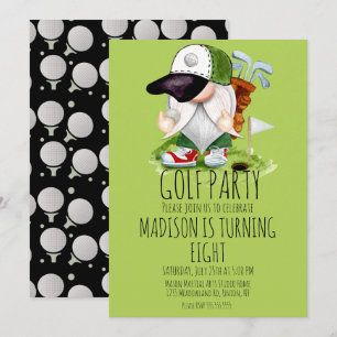 Invitación Fiesta de cumpleaños de golf para niños Gnome Depo