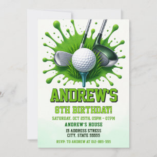 Invitación Fiesta de cumpleaños de golf para niños personaliz